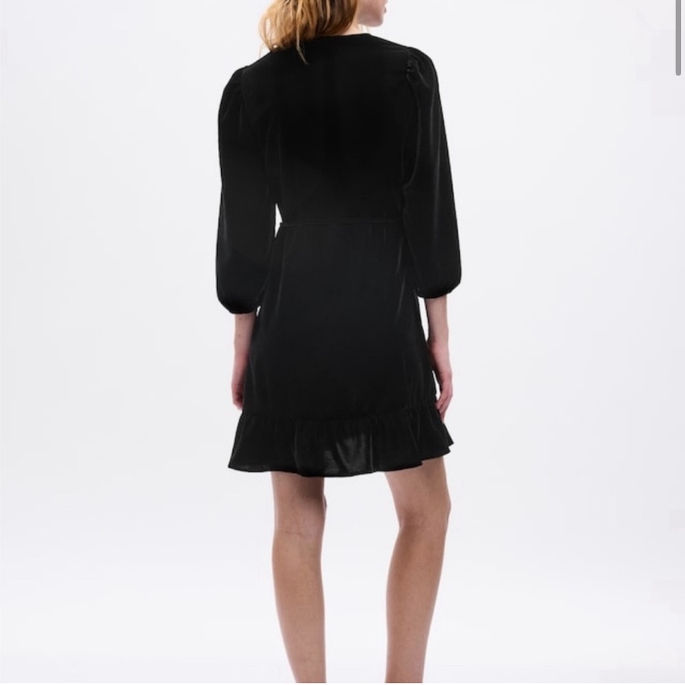 Gap Velvet Black Wrap Mini Dress XXL - Picture 2 of 6